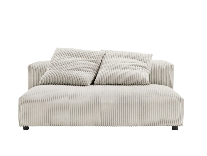 2-Piece Modular Corduroy Upholstered Sectional Sofa With Chaise