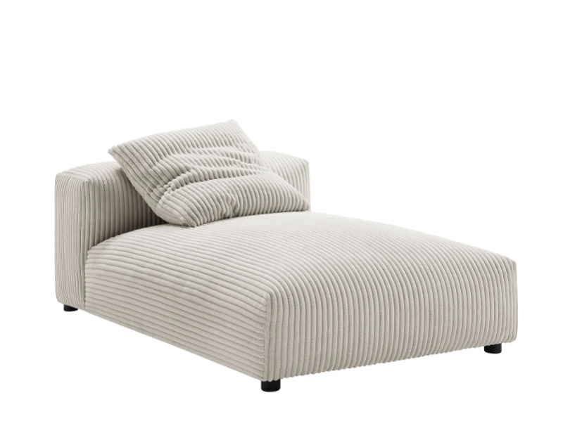 2-Piece Modular Corduroy Upholstered Sectional Sofa With Chaise