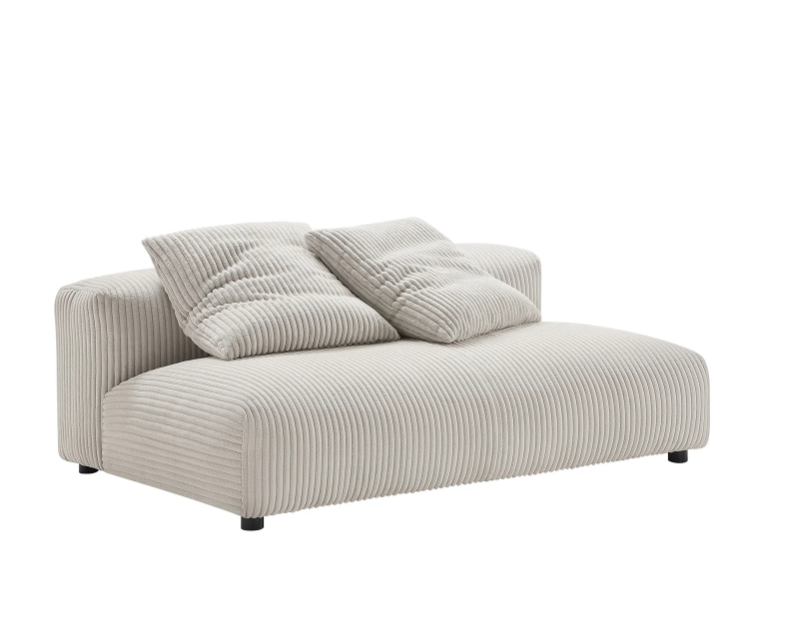 2-Piece Modular Corduroy Upholstered Sectional Sofa With Chaise