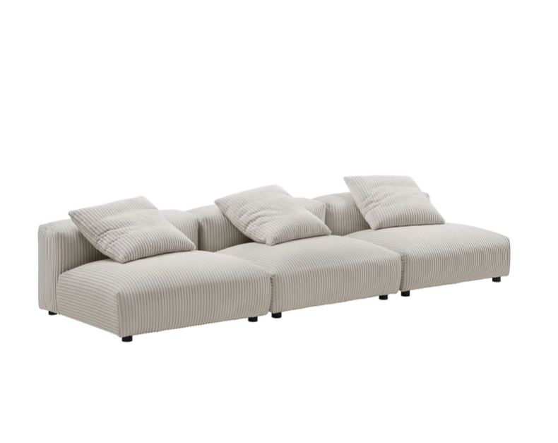 Solace 3-Piece Modular Corduroy Upholstered Sofa