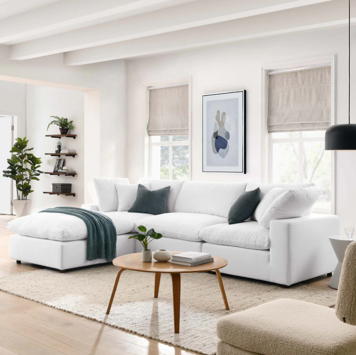 Commix 4 Piece Down Filled Overstuffed Sectional Sofa Set