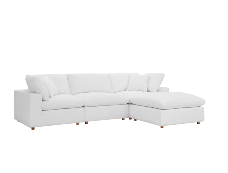 Commix 4 Piece Down Filled Overstuffed Sectional Sofa Set