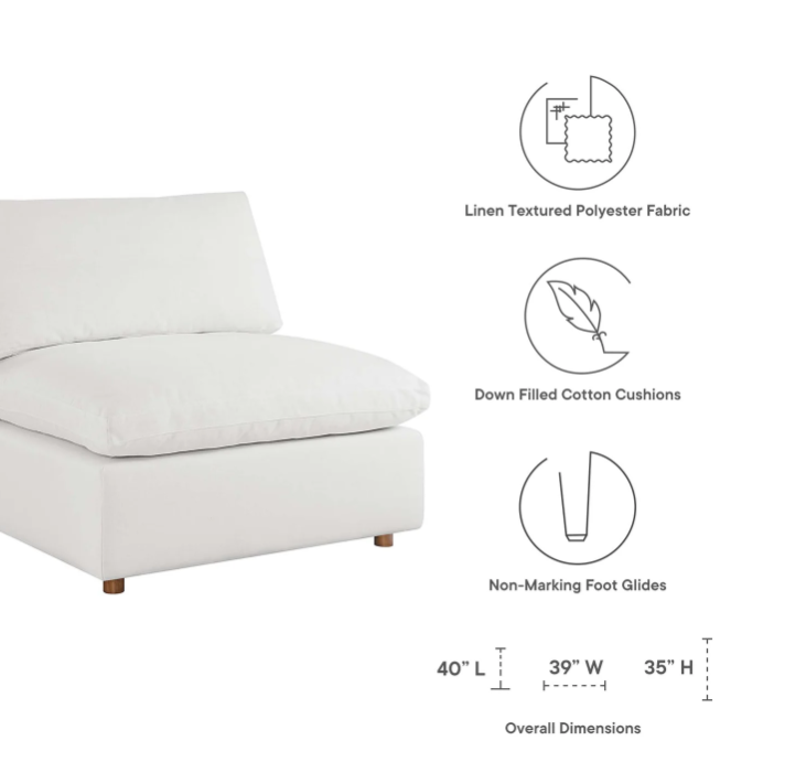 Commix 4 Piece Down Filled Overstuffed Sectional Sofa Set