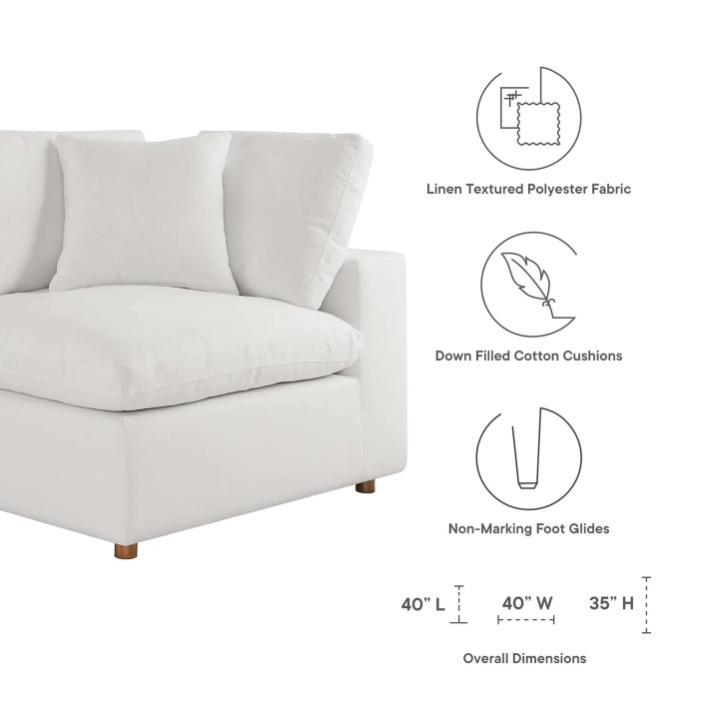 Commix 4 Piece Down Filled Overstuffed Sectional Sofa Set