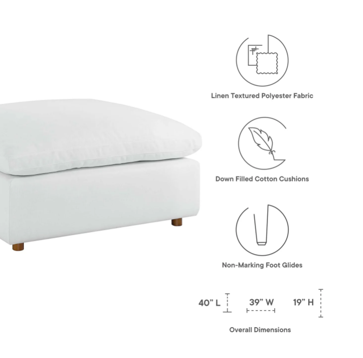 Commix 4 Piece Down Filled Overstuffed Sectional Sofa Set