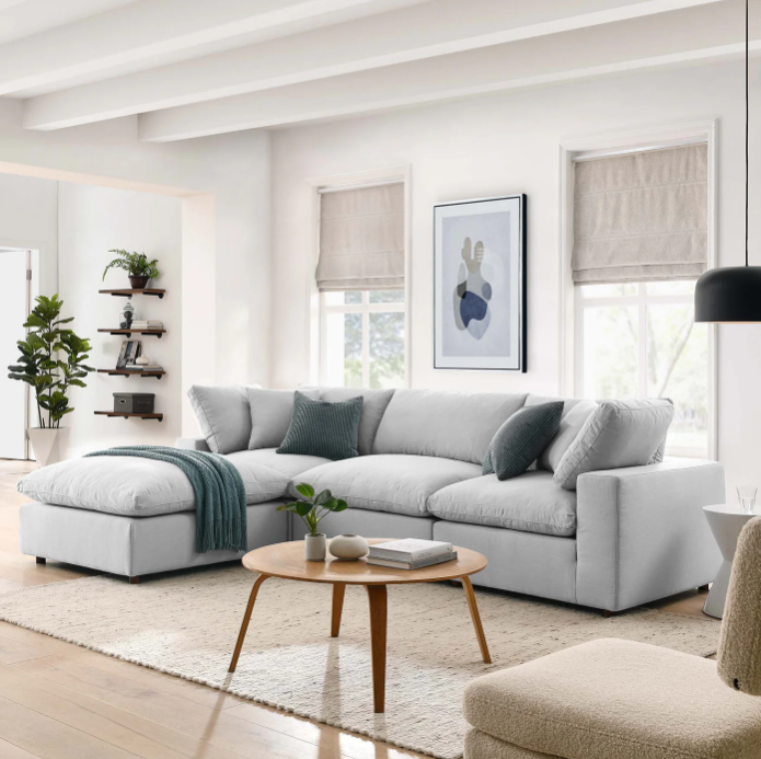 Commix 4 Piece Down Filled Overstuffed Sectional Sofa Set