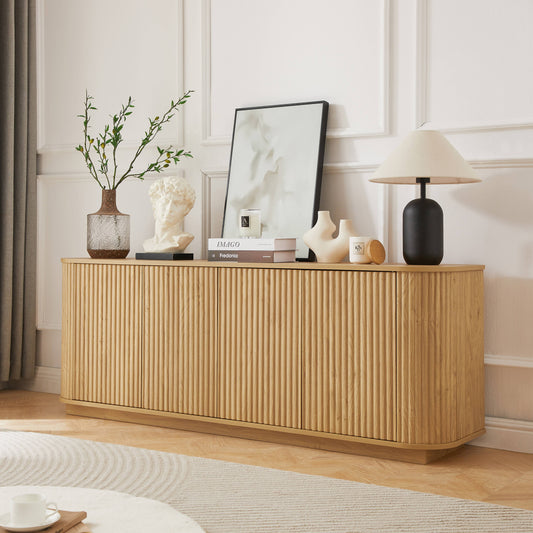 Elegant Fall Walnut Sideboard Cabinet with Adjustable Shelves and Wave Design