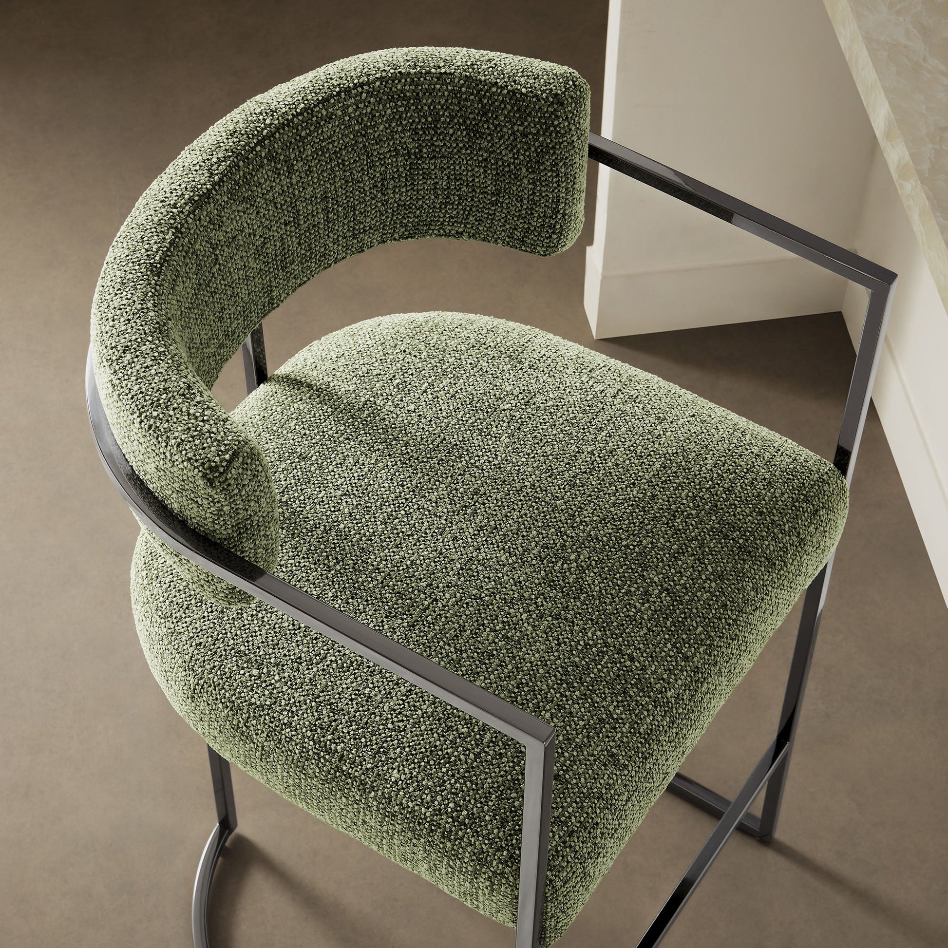 Modway Huron Curved Back Fabric and Metal Counter Stool for Kitchen Island