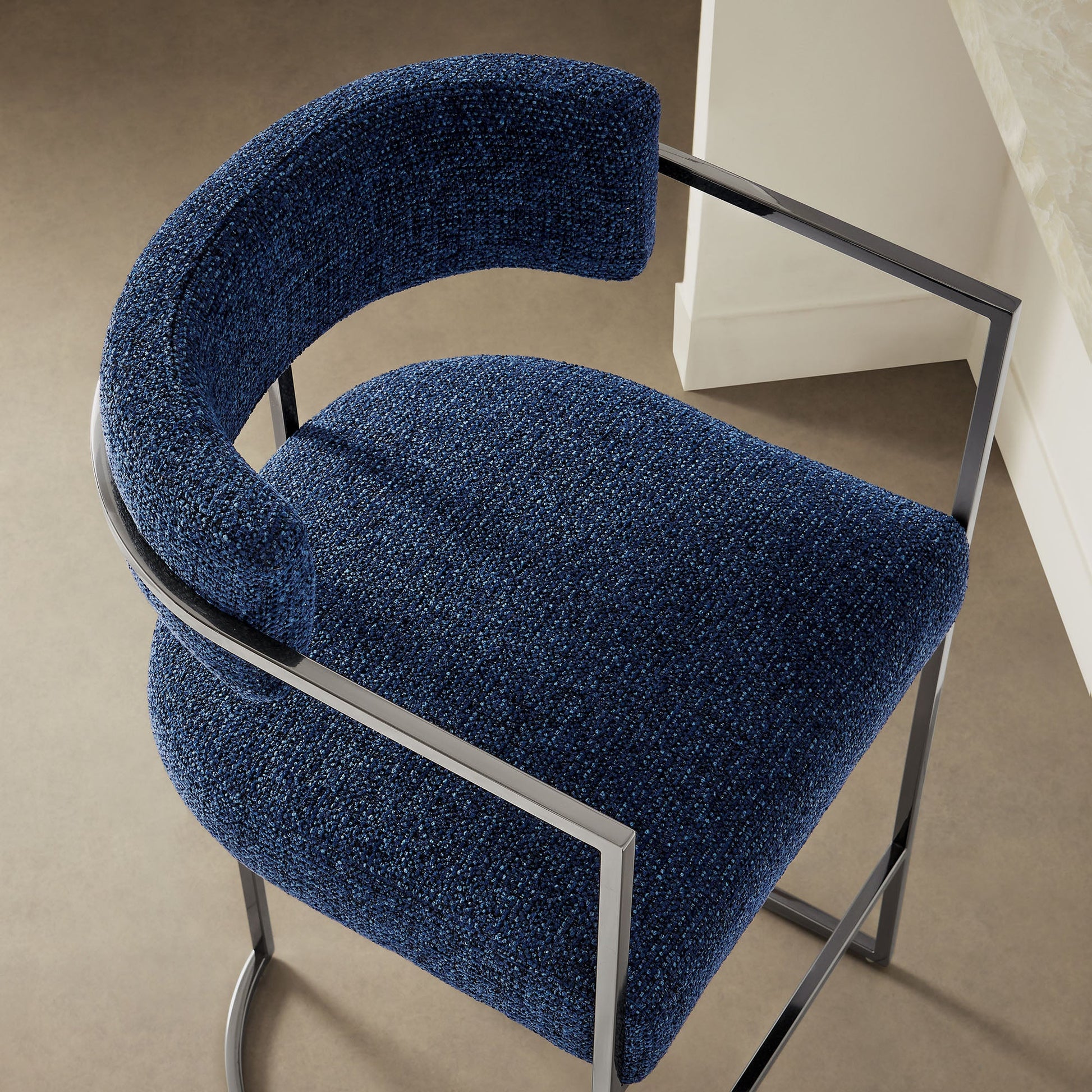 Modway Huron Curved Back Fabric and Metal Counter Stool for Kitchen Island