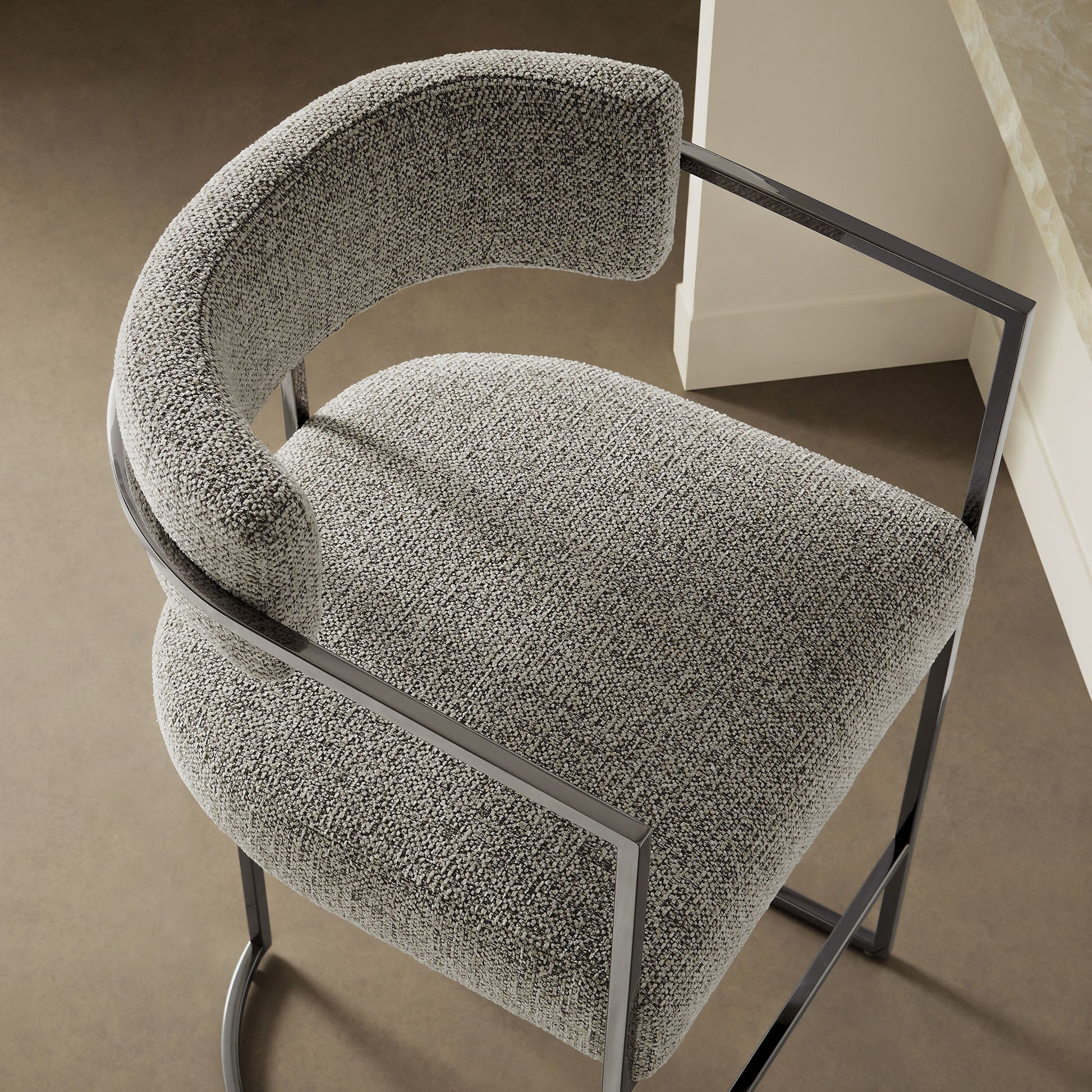 Modway Huron Curved Back Fabric and Metal Counter Stool for Kitchen Island