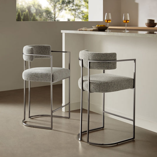 Modway Huron Curved Back Fabric and Metal Counter Stool for Kitchen Island