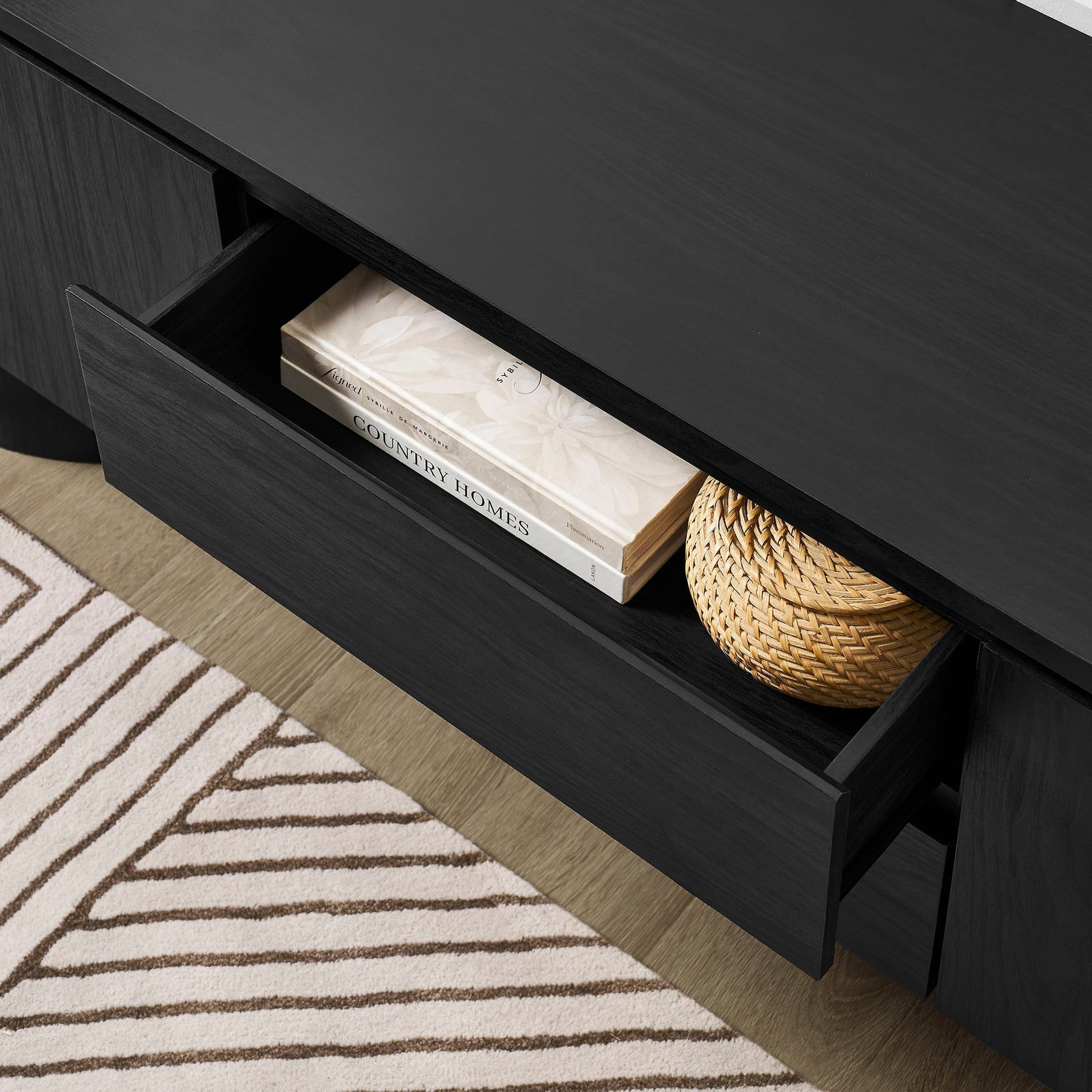 Modway Duval 71-inch Oval TV Cabinet: Modern Media Console with Stylish Storage