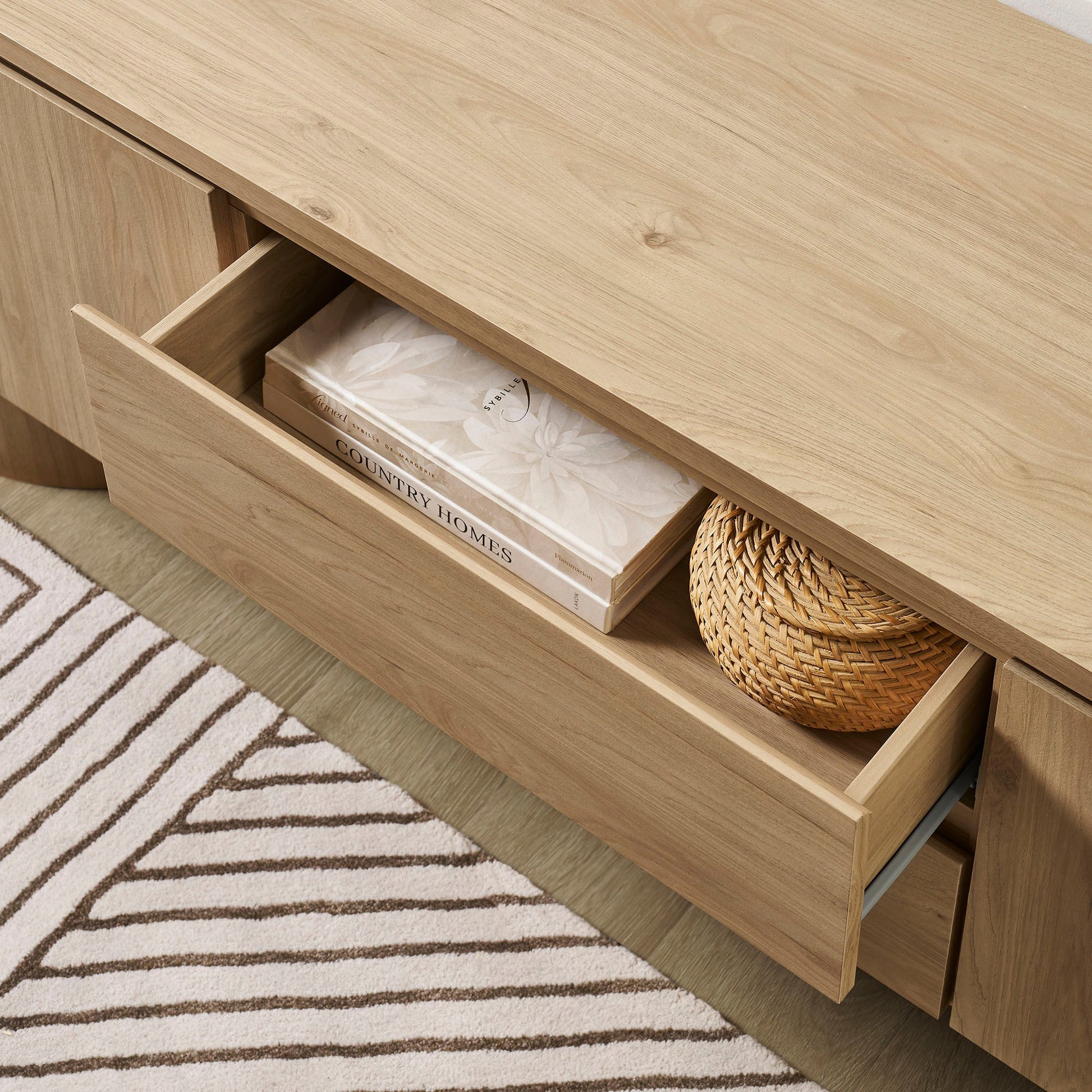 Modway Duval 71-inch Oval TV Cabinet: Modern Media Console with Stylish Storage