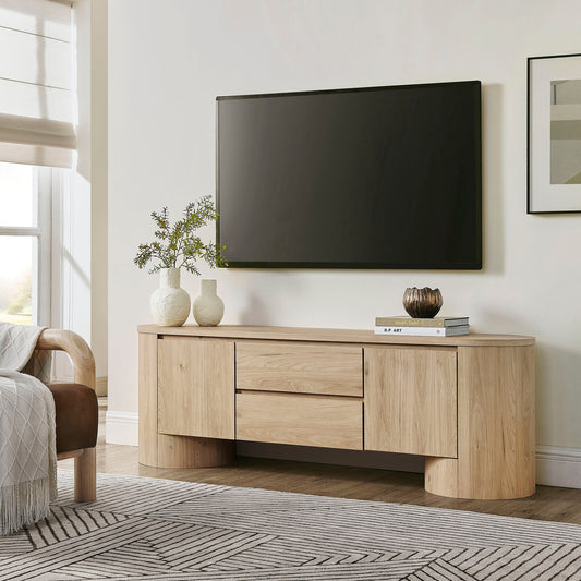 Modway Duval 71-inch Oval TV Cabinet: Modern Media Console with Stylish Storage