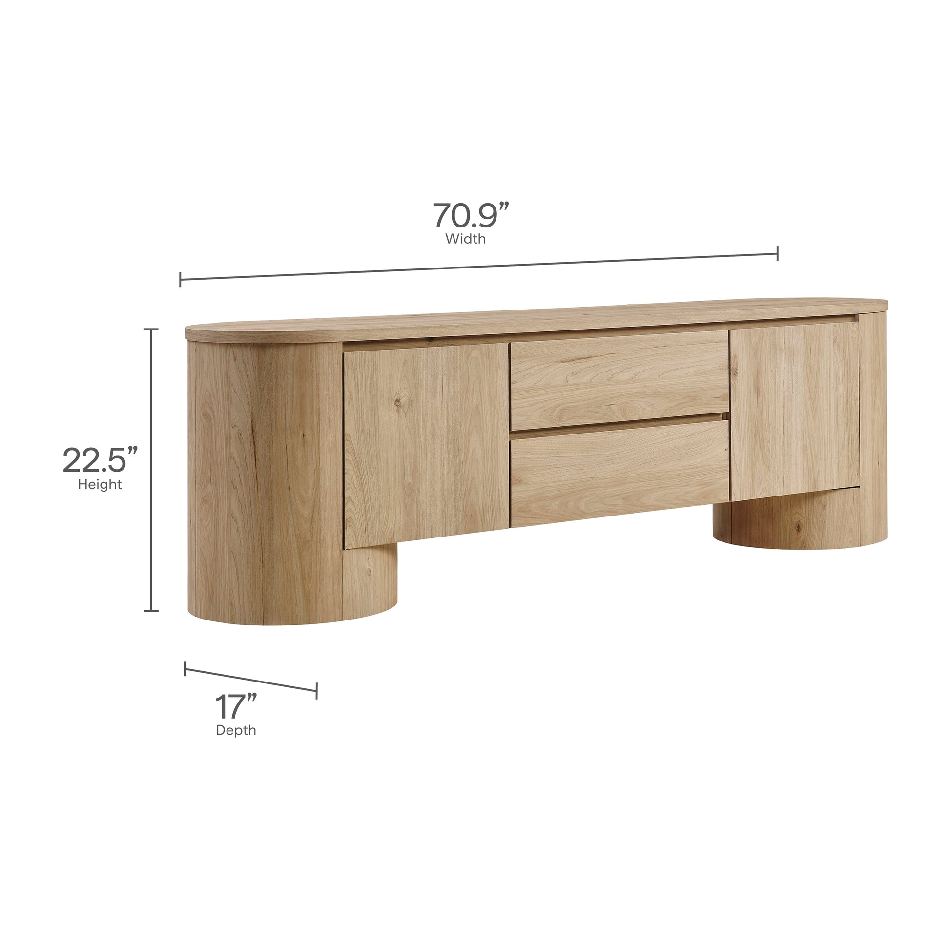 Modway Duval 71-inch Oval TV Cabinet: Modern Media Console with Stylish Storage