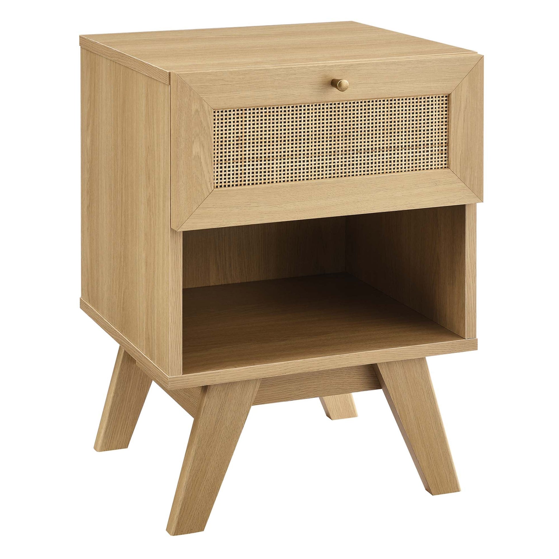 Modway Soma Modern Rattan Weave 1-Drawer Nightstand with Open Storage Shelf