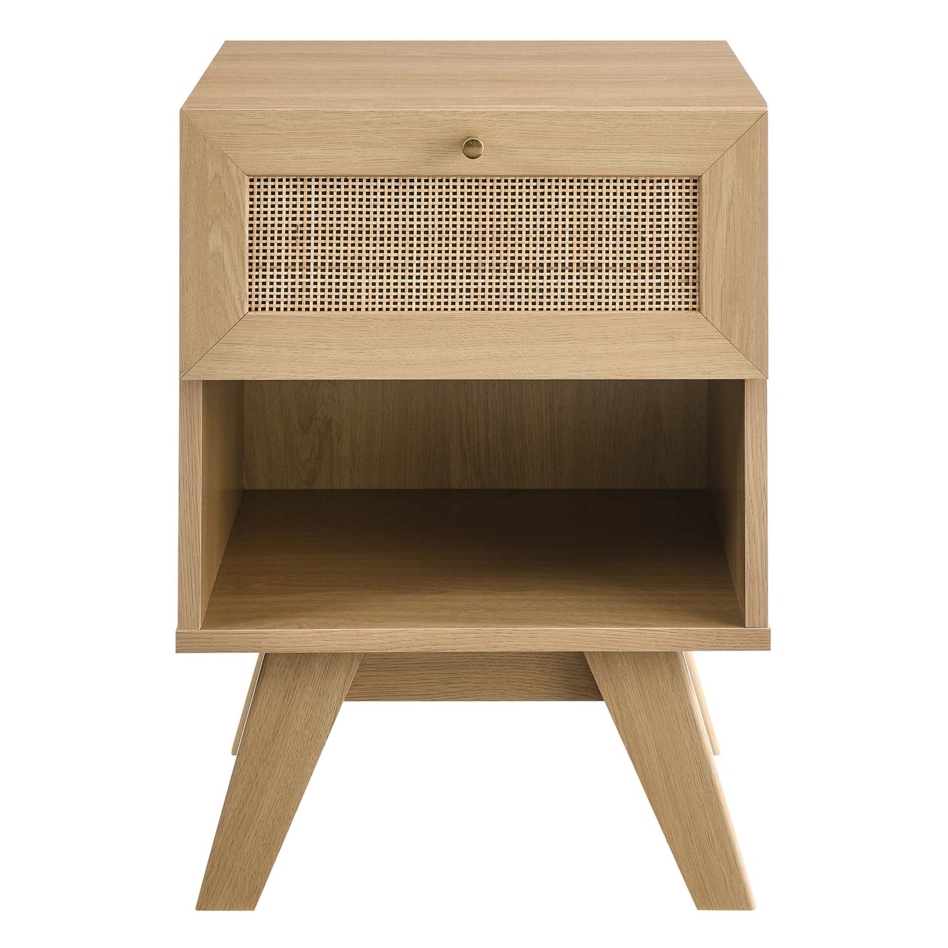 Modway Soma Modern Rattan Weave 1-Drawer Nightstand with Open Storage Shelf