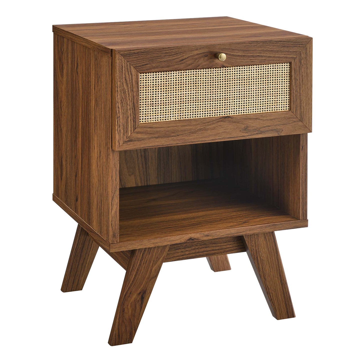 Modway Soma Modern Rattan Weave 1-Drawer Nightstand with Open Storage Shelf