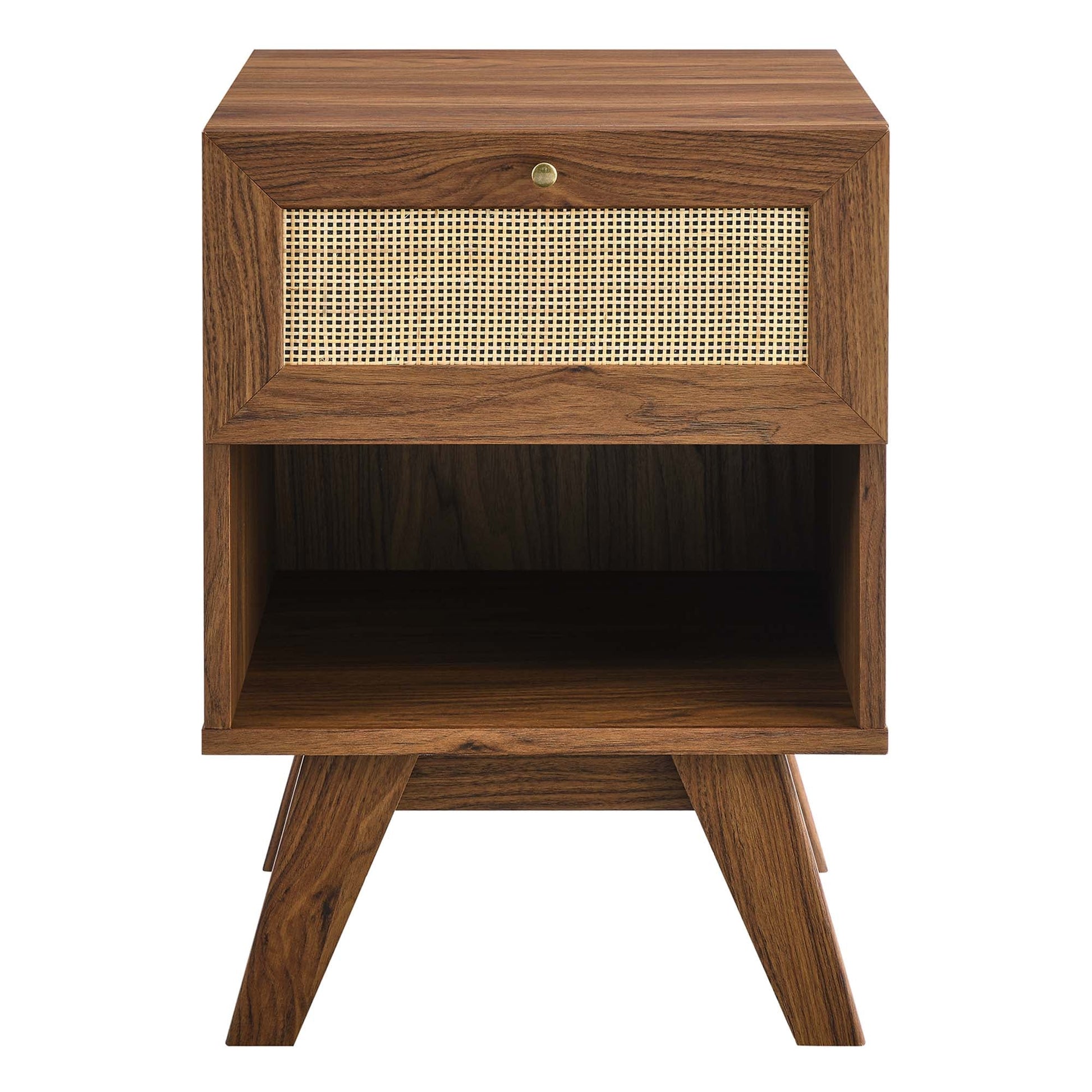 Modway Soma Modern Rattan Weave 1-Drawer Nightstand with Open Storage Shelf