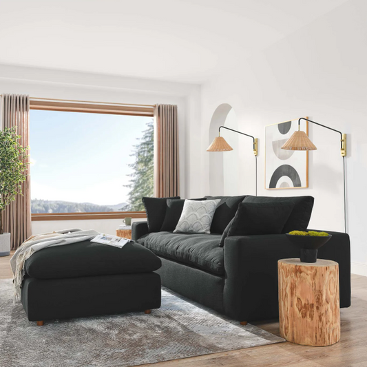 Down Filled Overstuffed Sectional Sofa and Ottoman