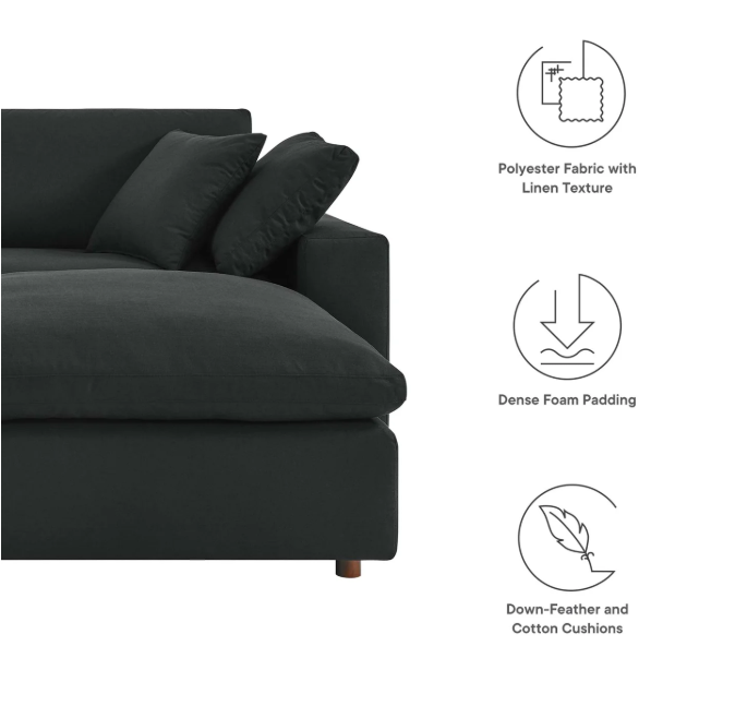 Down Filled Overstuffed Sectional Sofa and Ottoman By Vinci
