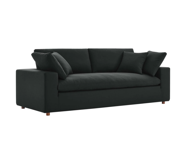 Down Filled Overstuffed Sectional Sofa and Ottoman By Vinci