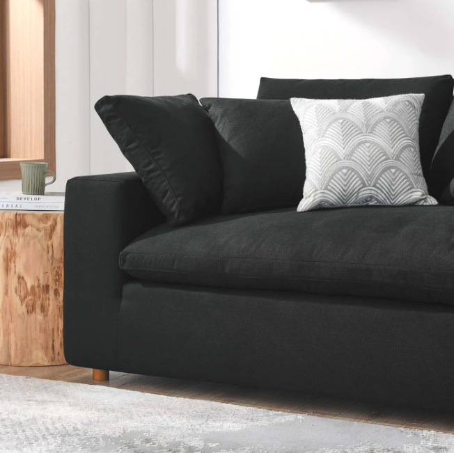 Down Filled Overstuffed Sectional Sofa and Ottoman By Vinci