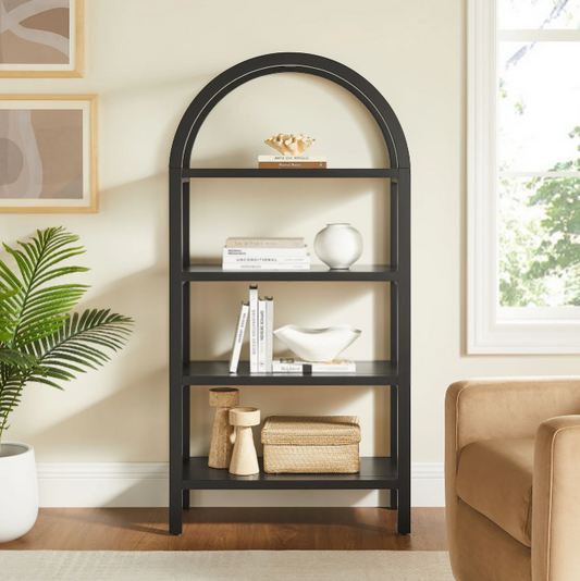 Vexley 60 Inch Arched Bookshelf