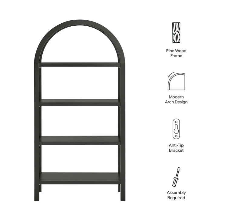 Vexley 60 Inch Arched Bookshelf