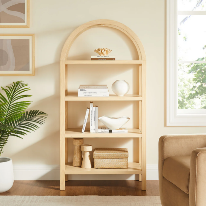 Vexley 60 Inch Arched Bookshelf