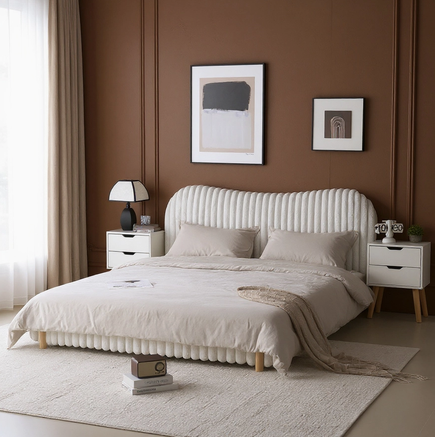 Queen Sized Mira Bouclé Upholstered Bed