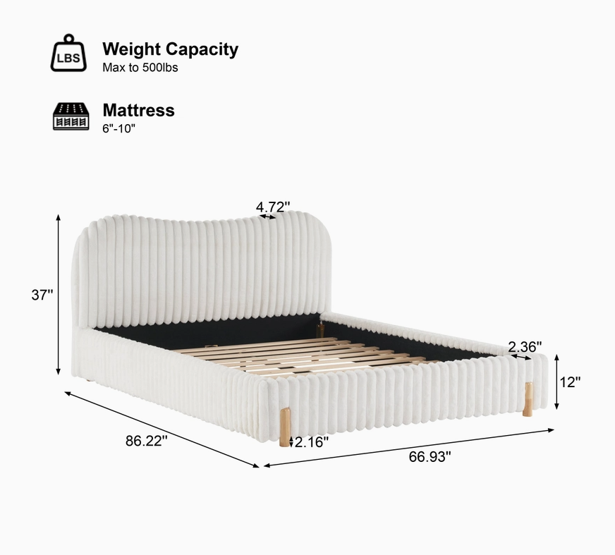 Queen Sized Mira Bouclé Upholstered Bed