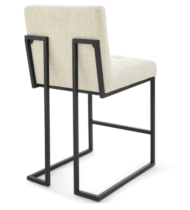 Privy Black Stainless Steel Upholstered Fabric Counter Stool Set of 2 by Vinci