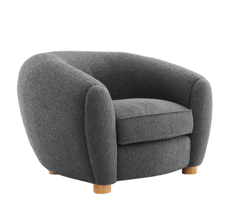 Abundant Boucle Upholstered Fabric Armchair
