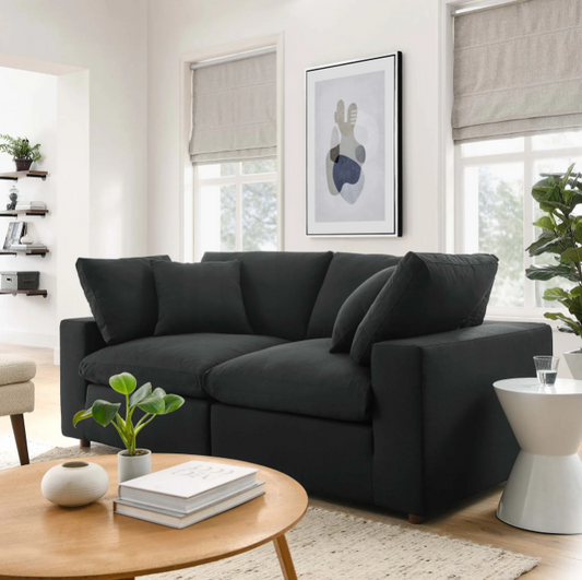 2 Piece Down Filled Overstuffed Sectional Sofa Set