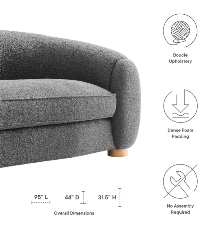 Abundant Boucle Upholstered Fabric Sofa