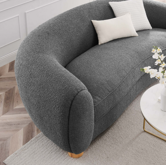 Abundant Boucle Upholstered Fabric Sofa