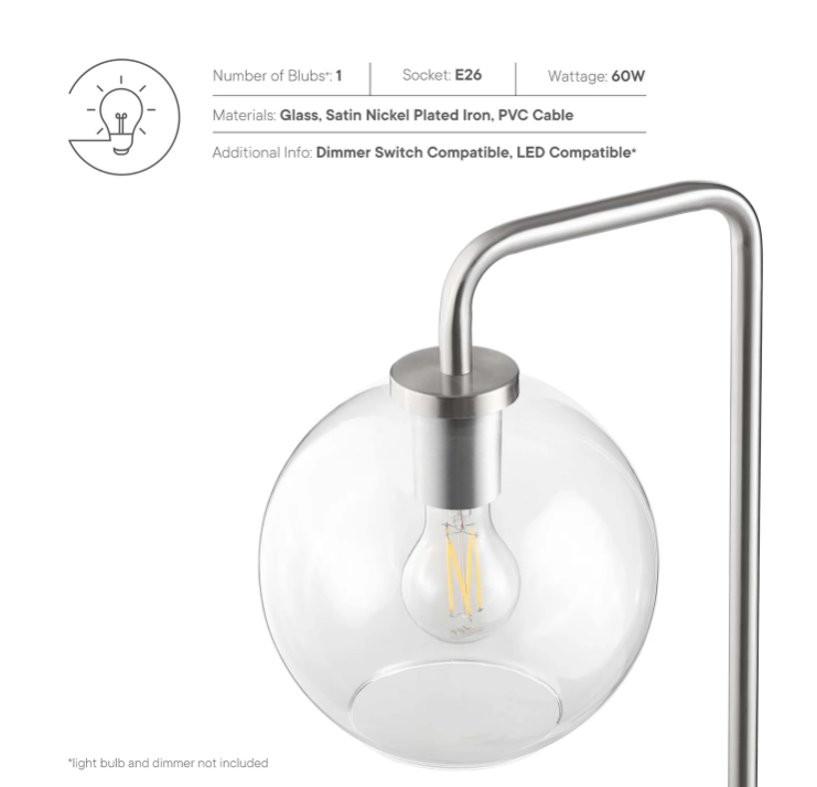 Silo Glass Globe Metal Floor Lamp