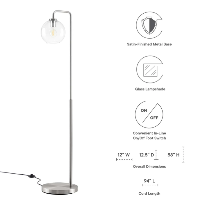 Silo Glass Globe Metal Floor Lamp