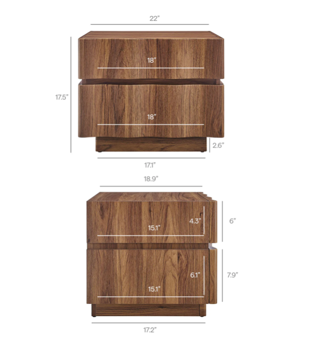 Isola 2 Drawer Nightstand