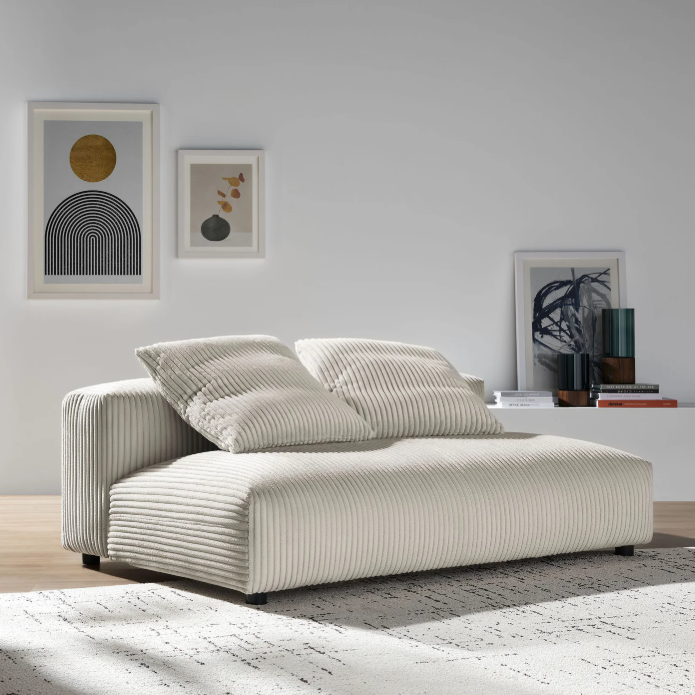 Modular Corduroy Upholstered Armless Loveseat