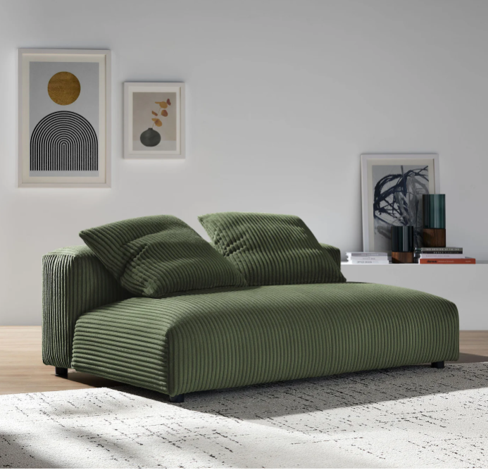 Modular Corduroy Upholstered Armless Loveseat
