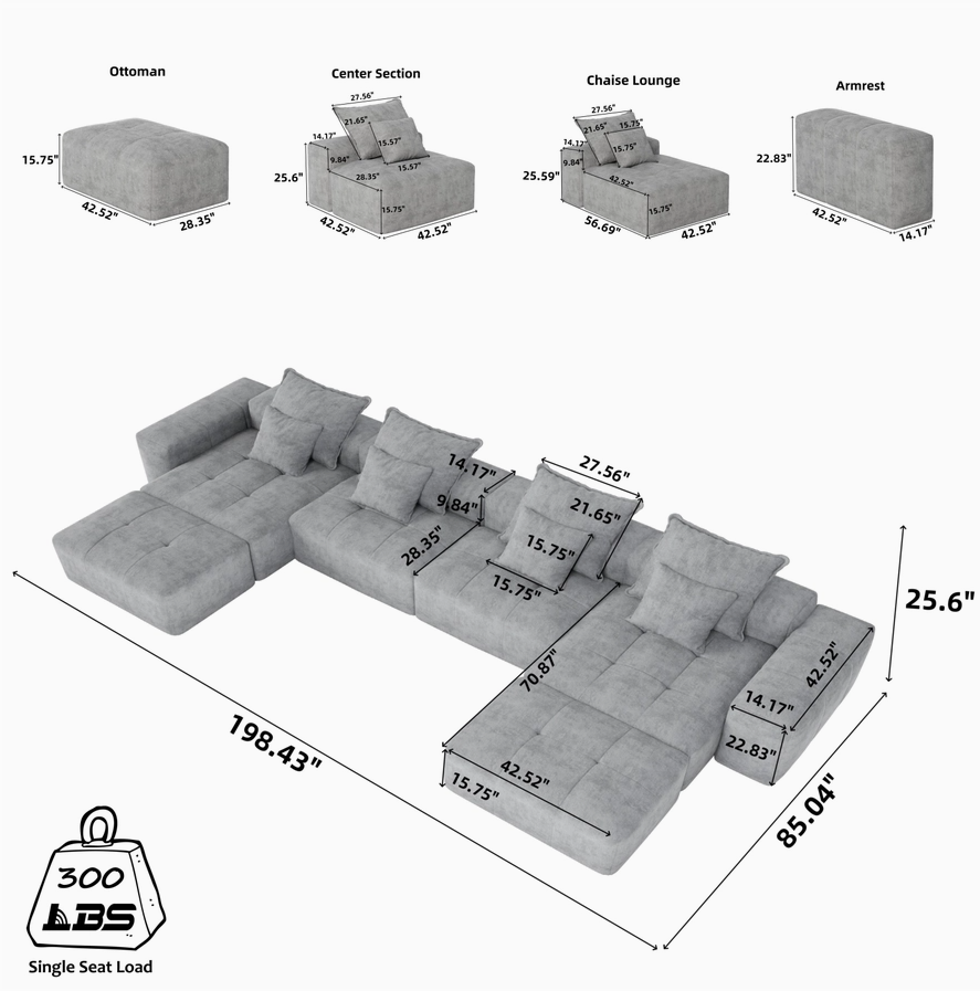 Vinci Modular Chenille Sectional Sofa