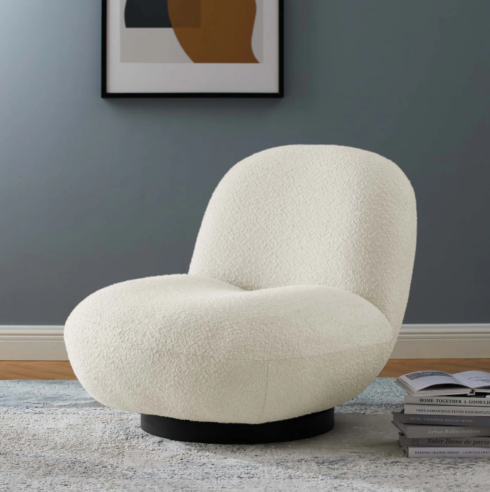 Kindred Boucle Upholstered Fabric Swivel Chair