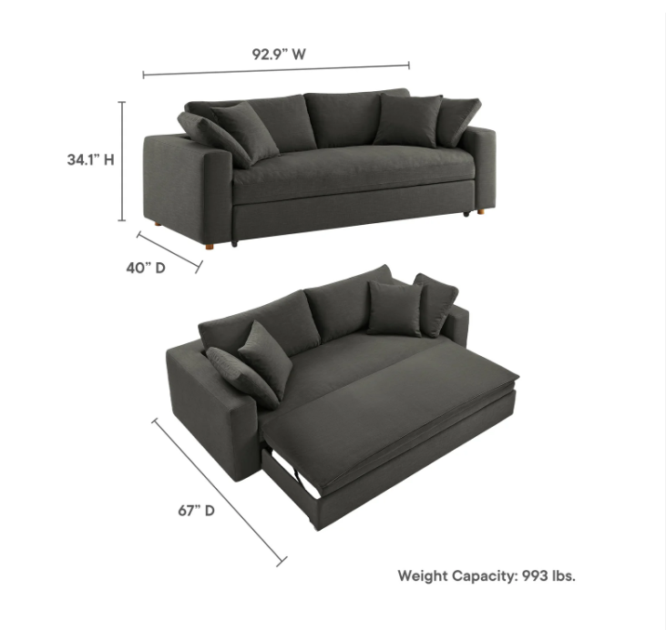 Down Filled Overstuffed Sleeper Sofa by Vinci