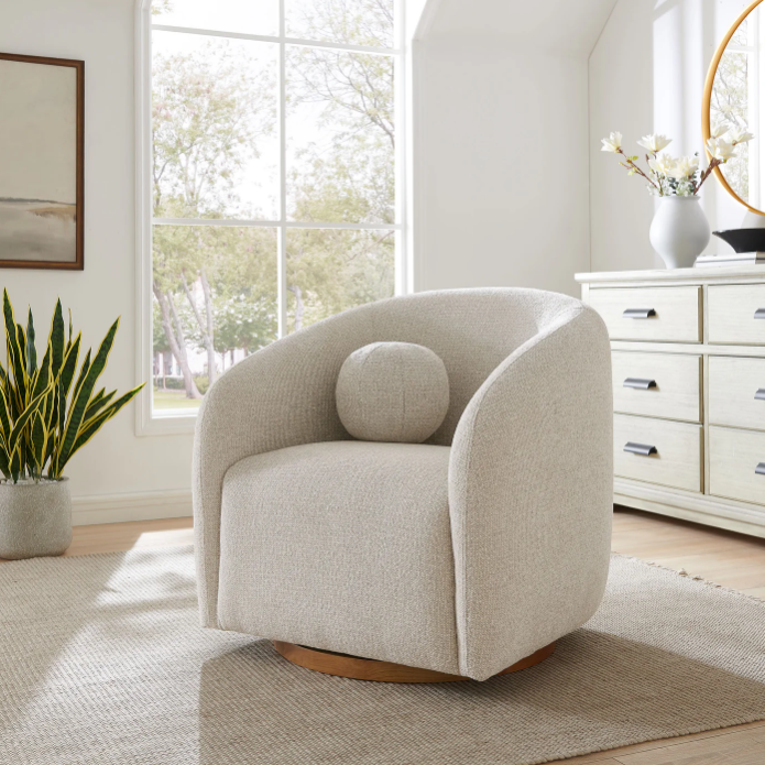 Holland Swivel Chenille Fabric Armchair