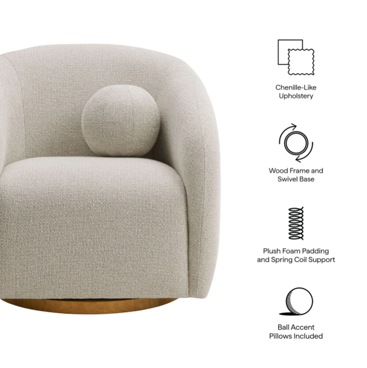 Holland Swivel Chenille Fabric Armchair