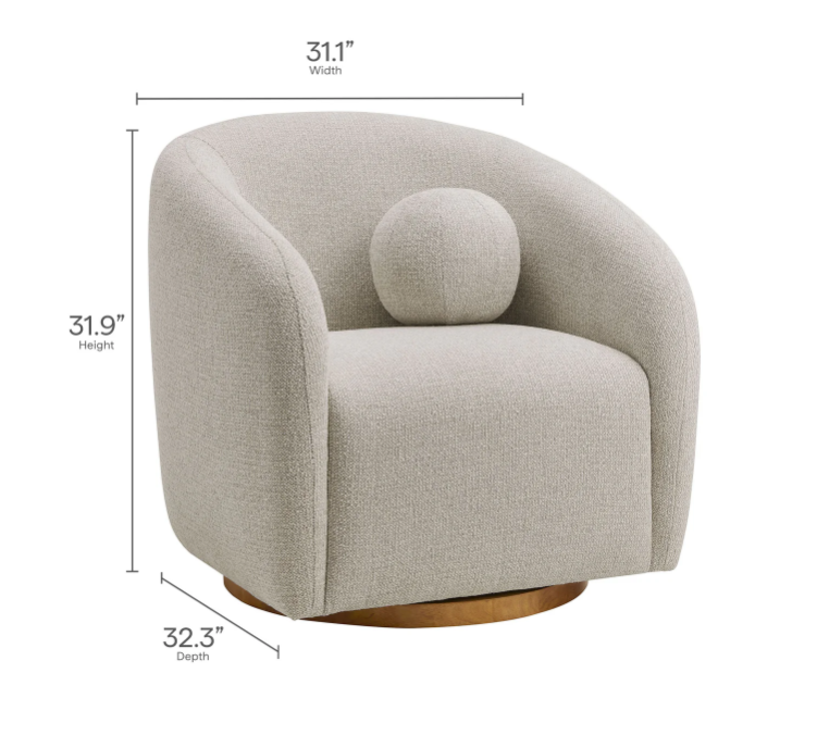 Holland Swivel Chenille Fabric Armchair