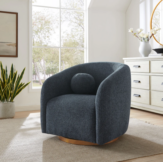 Holland Swivel Chenille Fabric Armchair