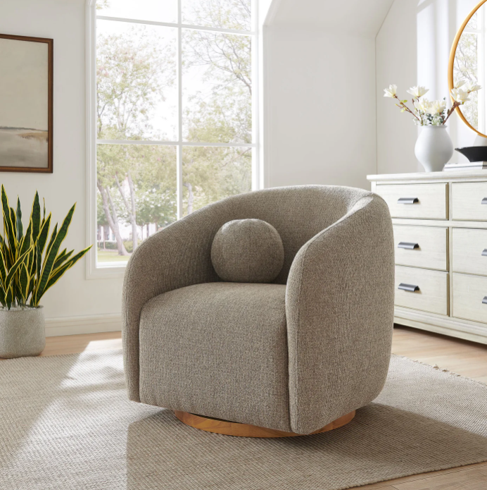 Holland Swivel Chenille Fabric Armchair